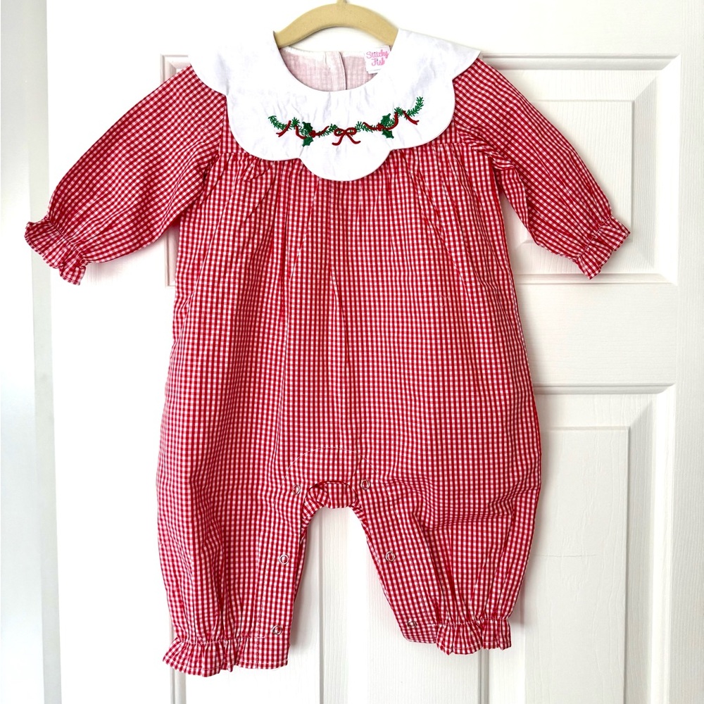 Stitchy Fish Garland Greetings Embroidered Romper